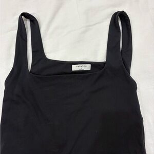Babaton Black Square Neck Contour Tank Top
